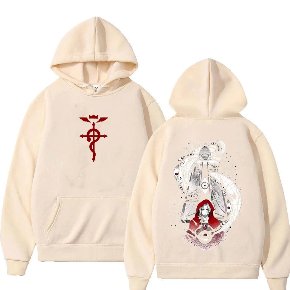 Hot Japanese Anime Fullmetal Alchemist Edward Elric and Alphonse Elric Merch Hoodie Men Women Manga Casual Oversized Sweatshirt