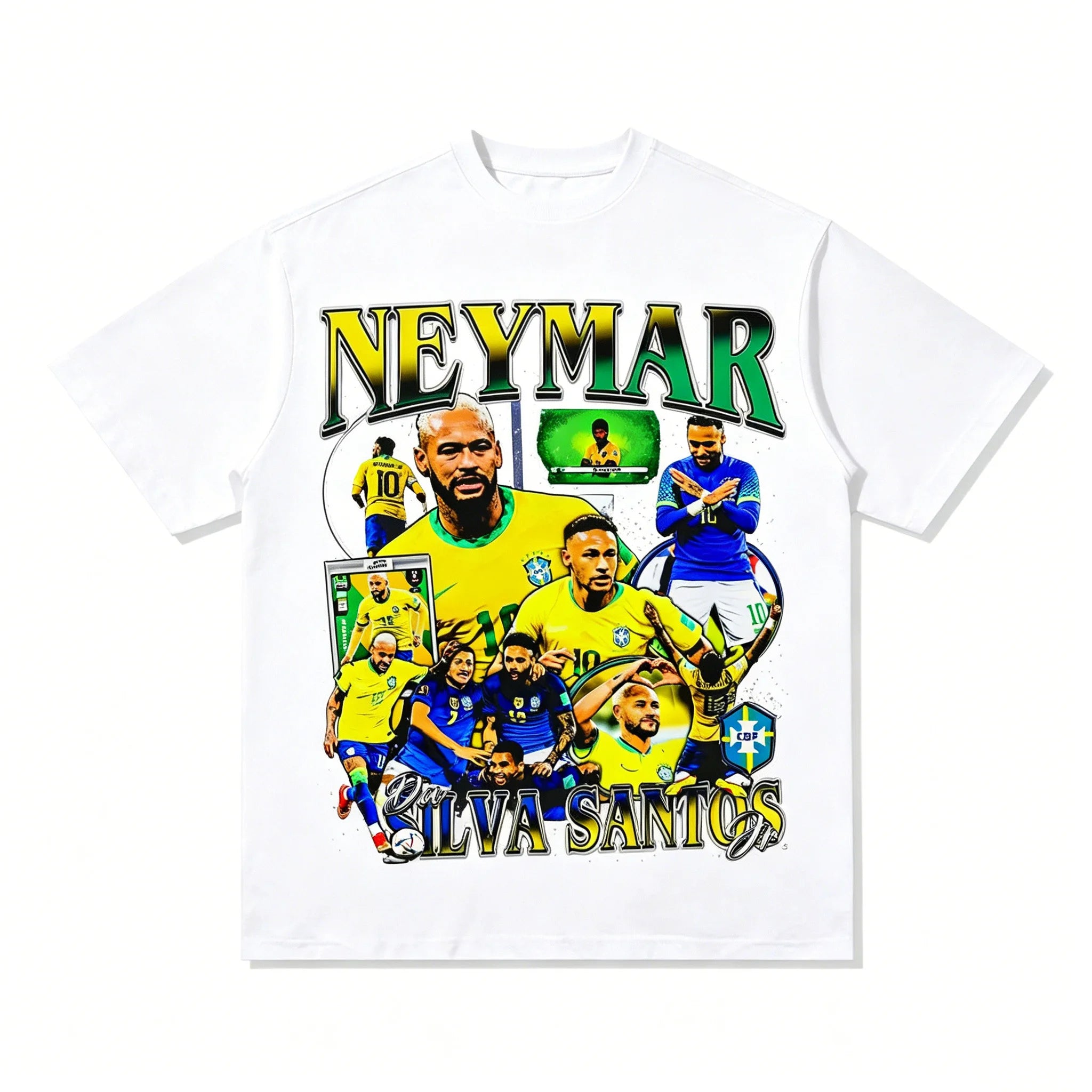 Vintage Neymar Jr Brazil National Team Graphic T Shirt Men's Retro Football Print Oversized Tee Streetwear