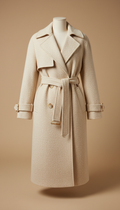 Trench coat in ivory dune wool blend