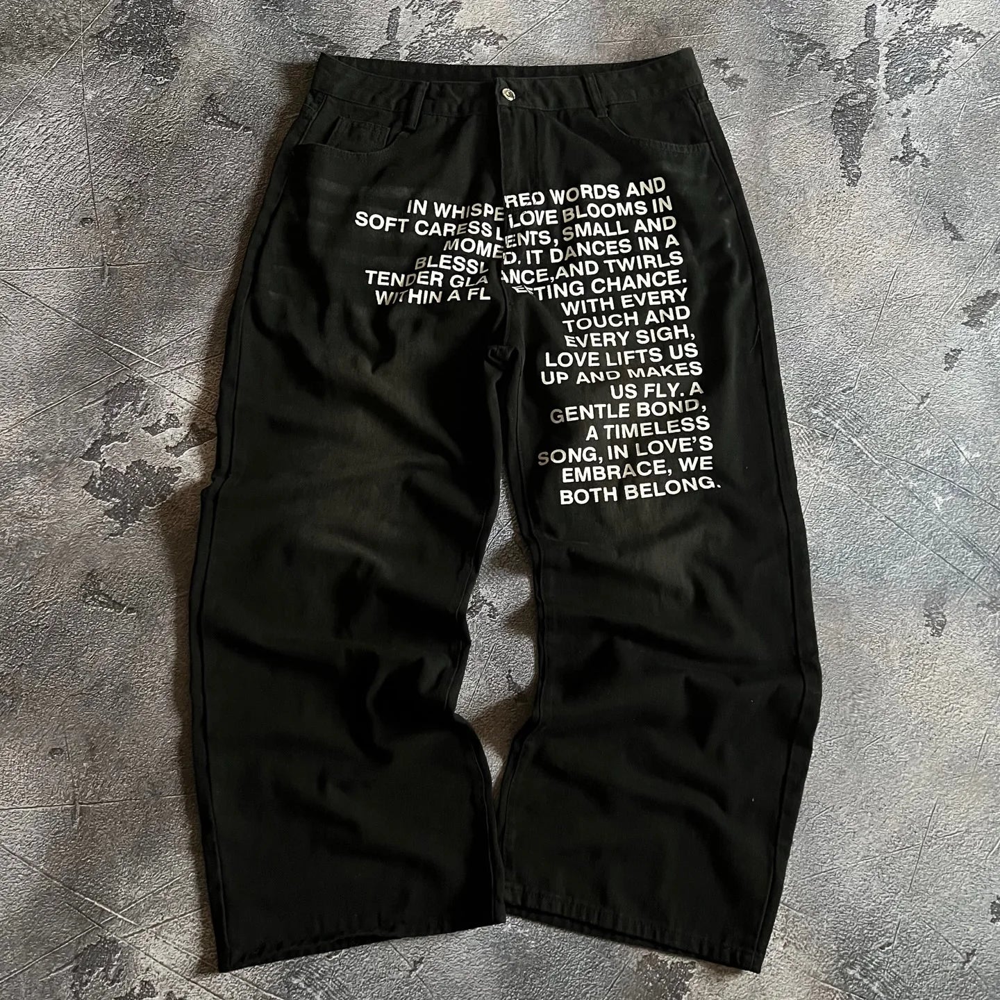 American Pattern Letter Jeans Y2K Men Hoodies Sets Streetwear Gothic Harajuku Hip Hop Men Women Fashion Casual Wide Leg Jeans