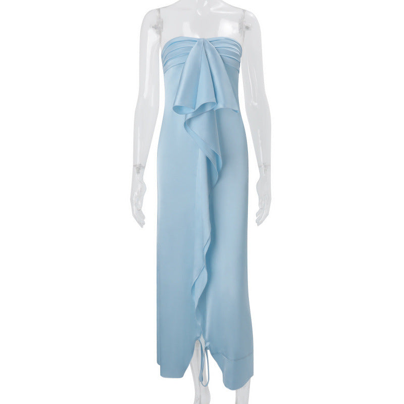 Elegant One-Shoulder Satin Maxi Dress