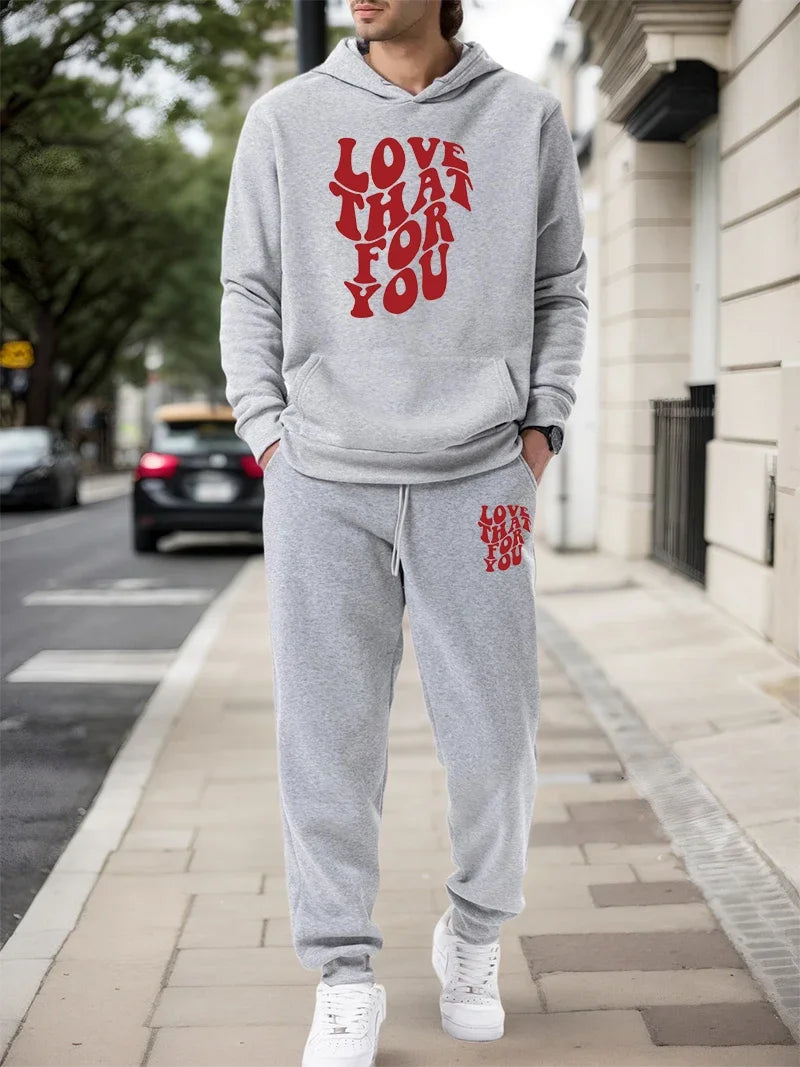Spring Autumn Mens Tracksuit Casual Hooded Sweatshirts Sweatpants Outdoors Sports Jogging Man Clothes Single Piece Hoodies Pants