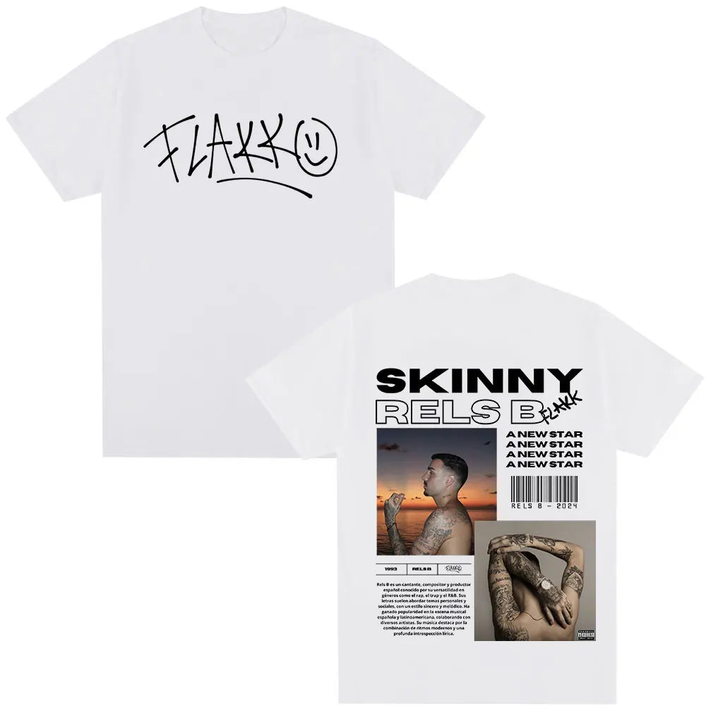 Rapper RELS B Skinny Flakk A New Star Album T-shirt Men Women Clothing Fashion Hip Hop T-shirts Cotton Loose T Shirts Streetwear