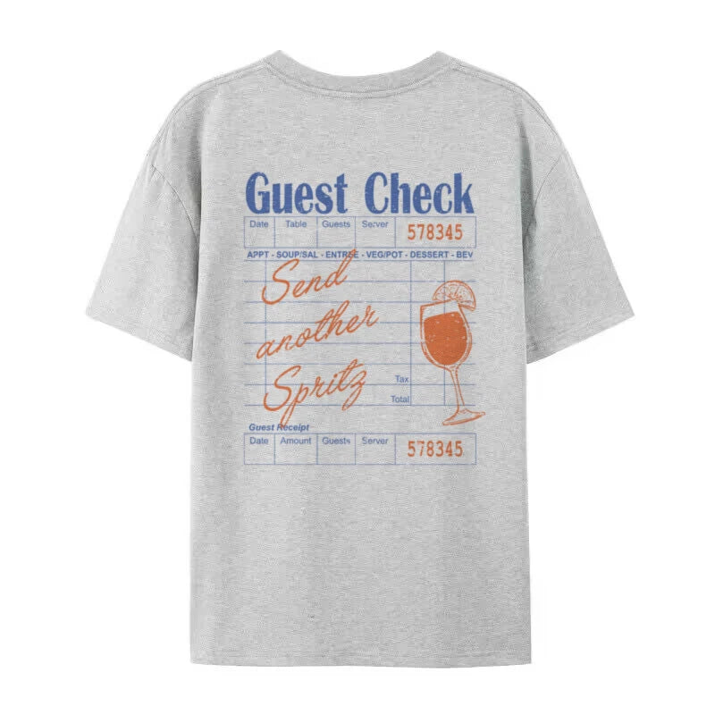 Plus Size Women Unisex Tops Cute Y2k Guest Check Spritz T Shirt Retro Hippie Funny Cocktail T-Shirt Loose Cotton Graphic Tees