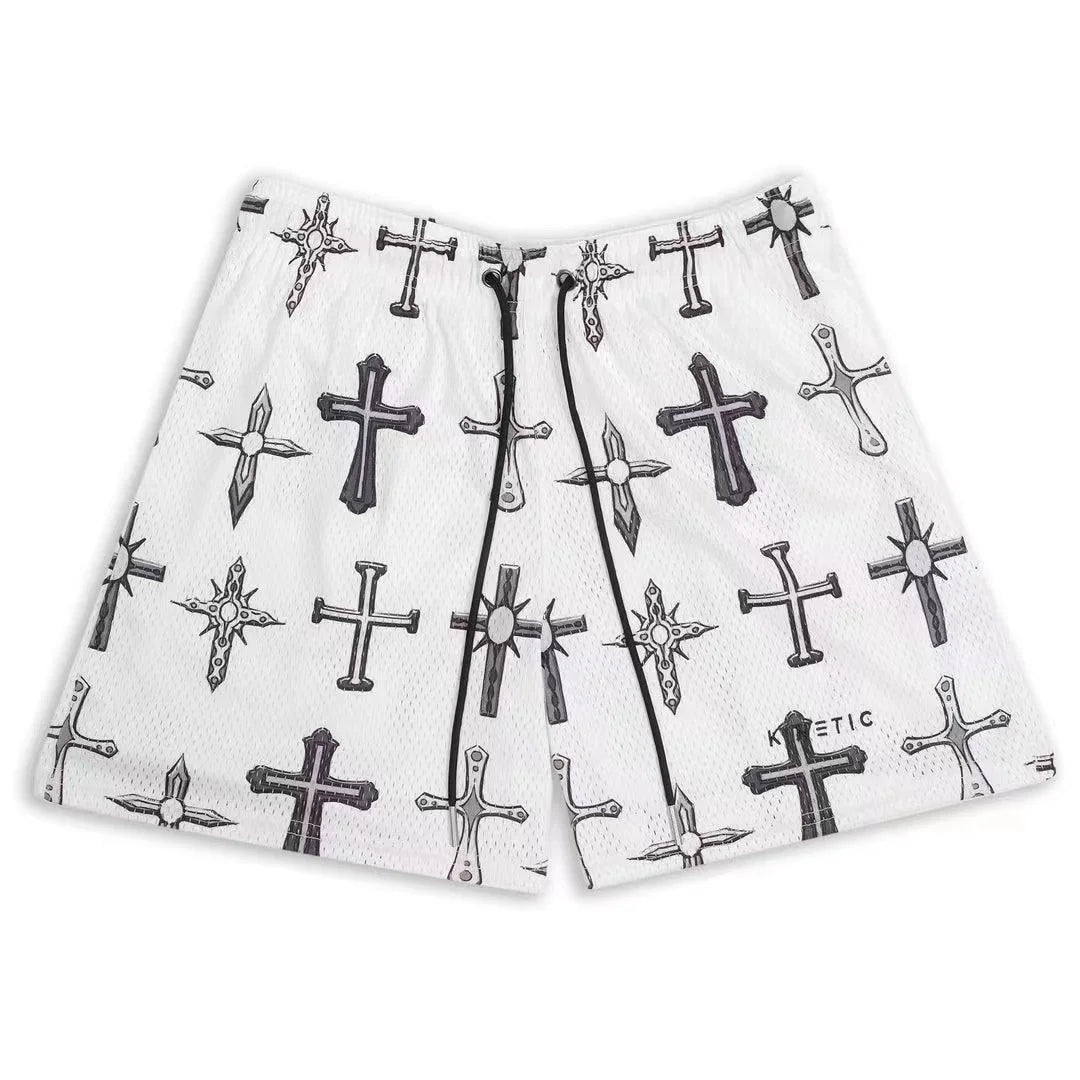 2025 Breathable Men Shorts GYM Basketball Running Quick-Drying Shorts Baggy Flame Print Fashion Shorts Summer Shorts