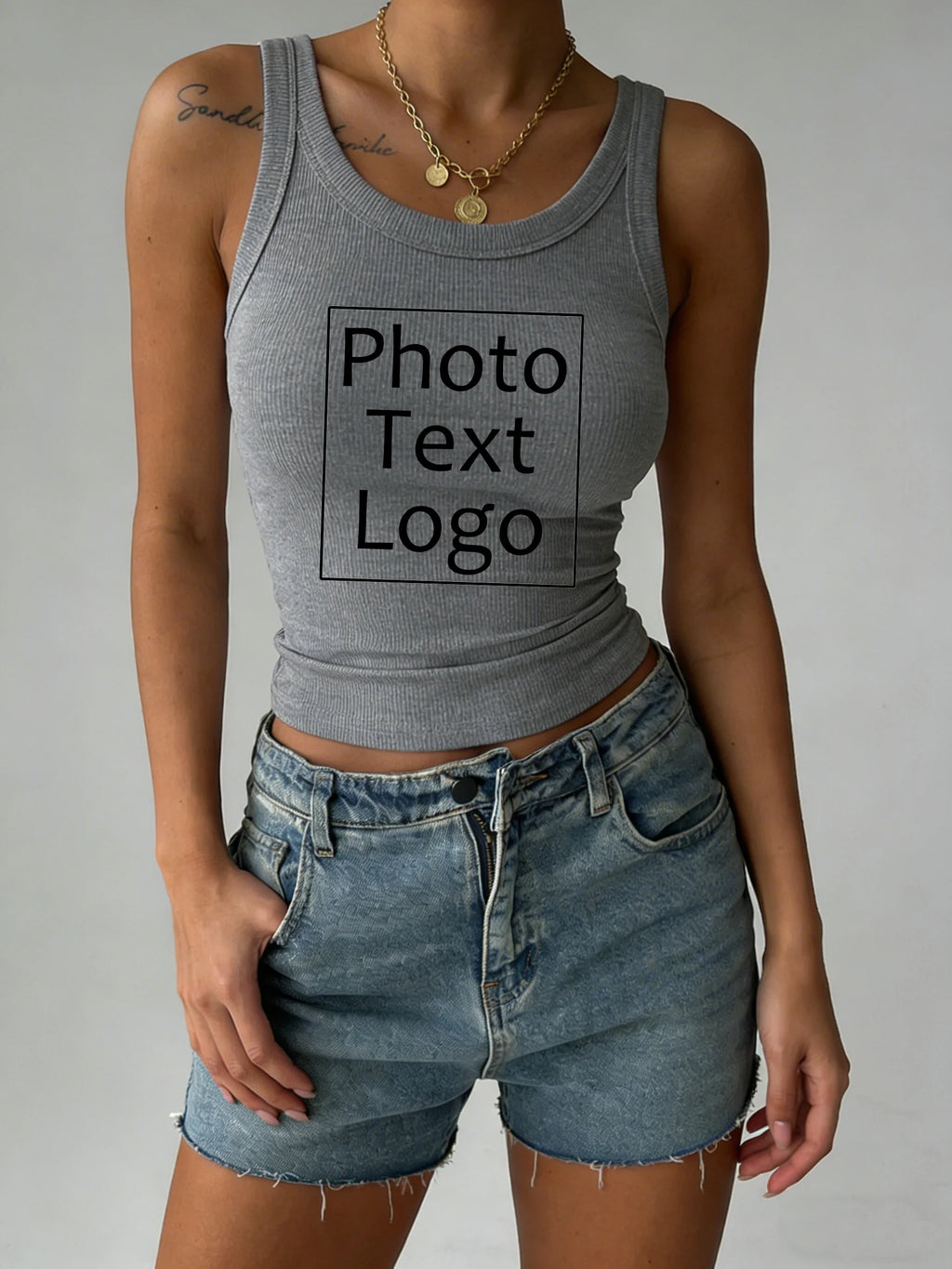 Personalized Custom Print Thread Bestie Vest Women Summer Trendy Sport Clothes Tight Sexy Tank Top Knitted Sleeveless Slim Tee