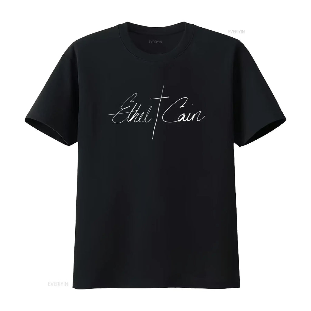 Ethel Cain Logo Preachers Daughter Heavyweight Black  T Shirt vintage Washed Slightly graphic Breathable Comfortable