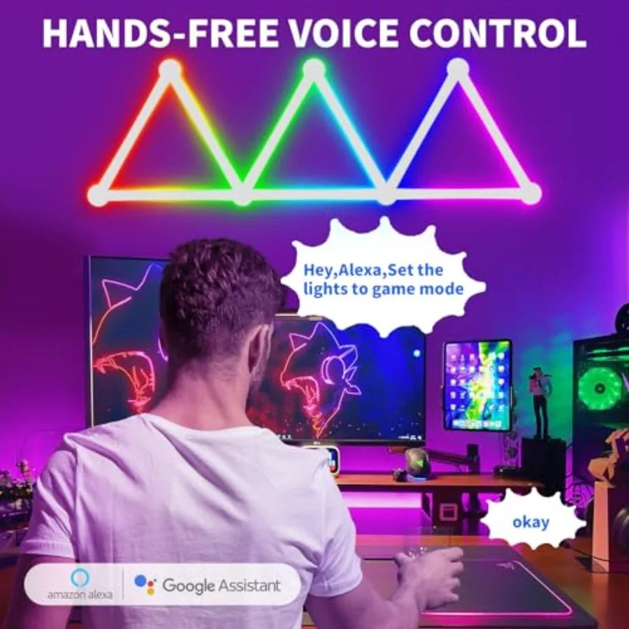 RGB Wall Light, LED DIY Geometry Splicing Gaming Lights, Backlit Modular Wi-Fi Colour Changing Home Decor Lights Work with Alex