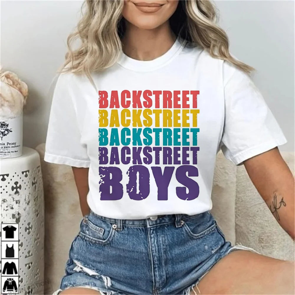Backstreet Boys top tees women Retro hip hop Classic 2000s kawaii Pastel t-shirt Y2k Vintage Digital Grunge graphic