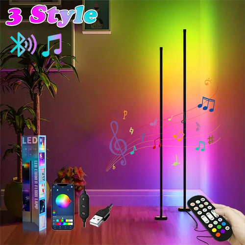 122cm Smart Corner Floor Lamp Dimmable APP Control RGB LED Modern Mood Lighting Stand Lights for Bedroom Gaming Living Room