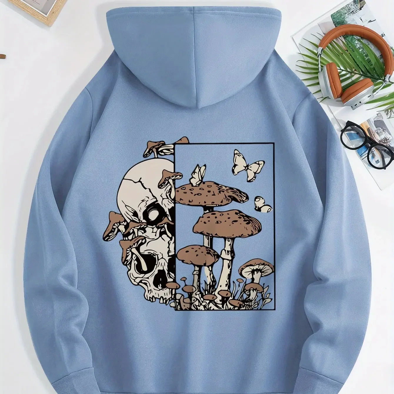 New unisex stylish hooded sweatshirts casual everyday hoodies printed with skull mushroom and butterfly patterns