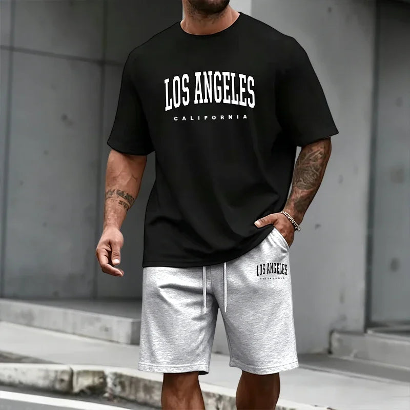 Men's Tracksuit Short Sleeve Top and Knee Length Shorts 2026 Summer Daily Casual Fashion T-shirt Outfits Home Outdoor Sportswear