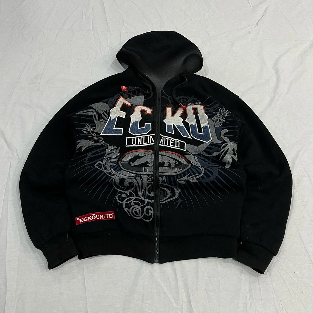 Explosions Hooded sweater Men American Retro Hip-Hop Street Graffiti Unisex Zipper Hoodie Fashion Printed Pattern Sweatshirt