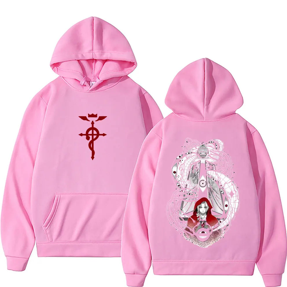 Hot Japanese Anime Fullmetal Alchemist Edward Elric and Alphonse Elric Merch Hoodie Men Women Manga Casual Oversized Sweatshirt