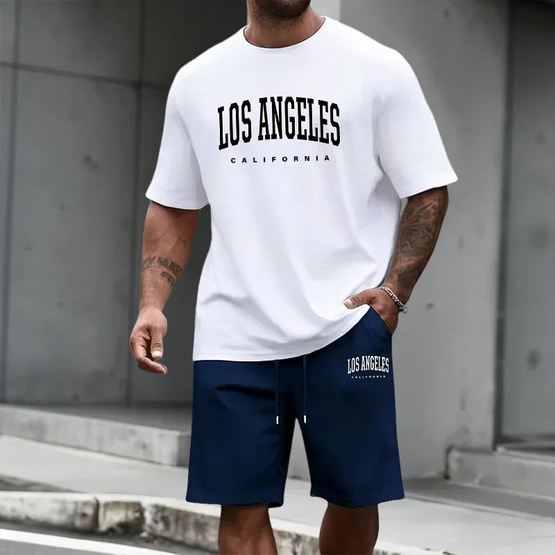 Men's Tracksuit Short Sleeve Top and Knee Length Shorts 2026 Summer Daily Casual Fashion T-shirt Outfits Home Outdoor Sportswear