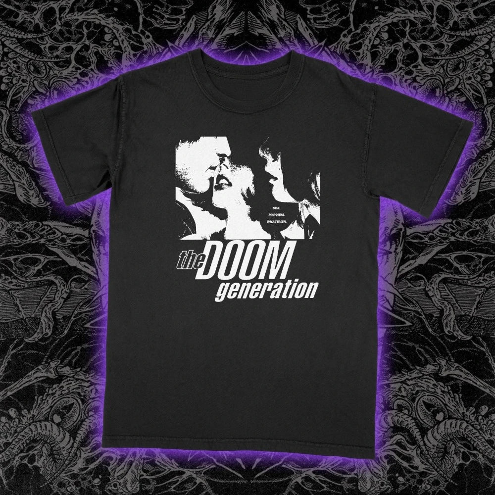 Doom 90s cult film Greg Araki graphic T-shirt with dark aesthetics  Unisex pure cotton all-season base layer streetwear top