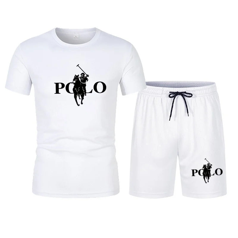 2026 Summer Fashion Trend Leisure Sports Set Mesh High Street Men's Set T-shirt