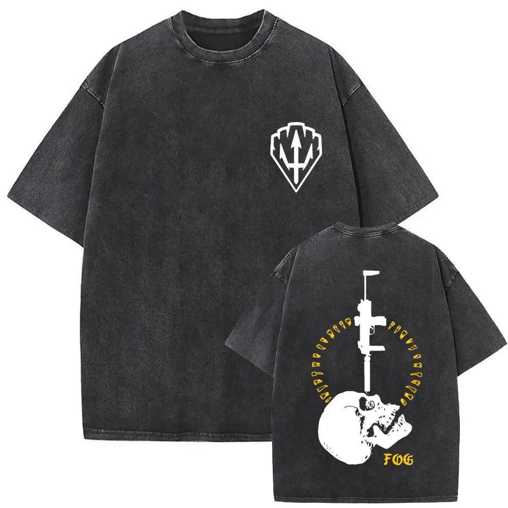 Forward Observations Group Vintage Washed T-shirt Skeleton Graphic T Shirts Men Women Fashion Oversized T-shirts Male Streetwear