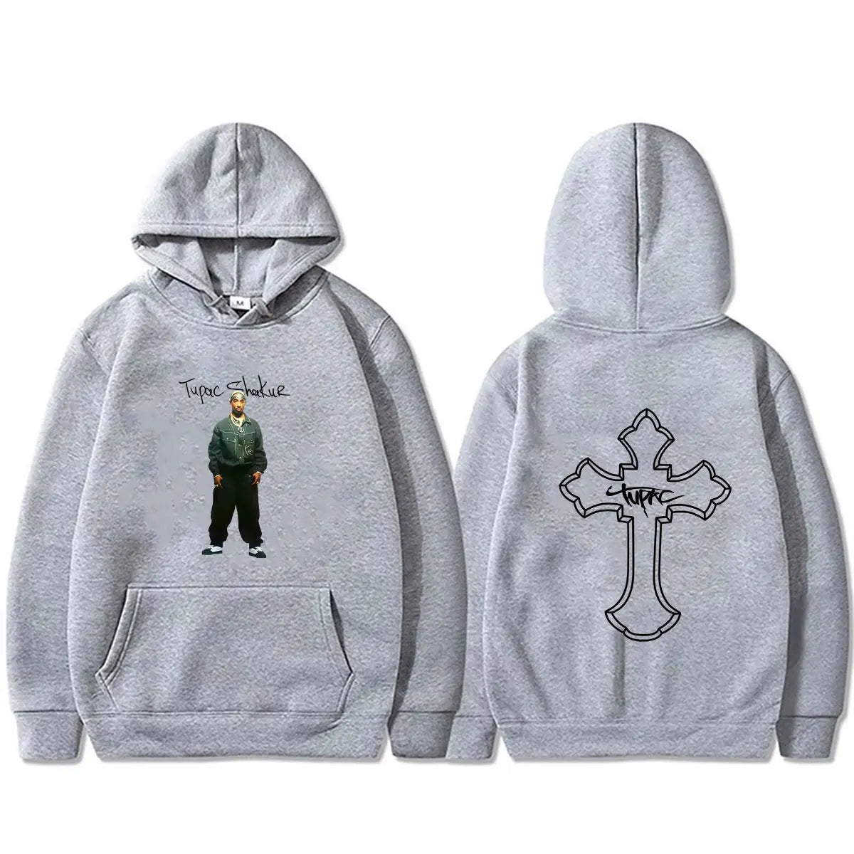 Rapper Tupac 2pac Cross Hoodie Men Women Hip Hop Fashion Vintage Streetwear Male Casual Fleece Cotton Oversized Pullover Hoodies