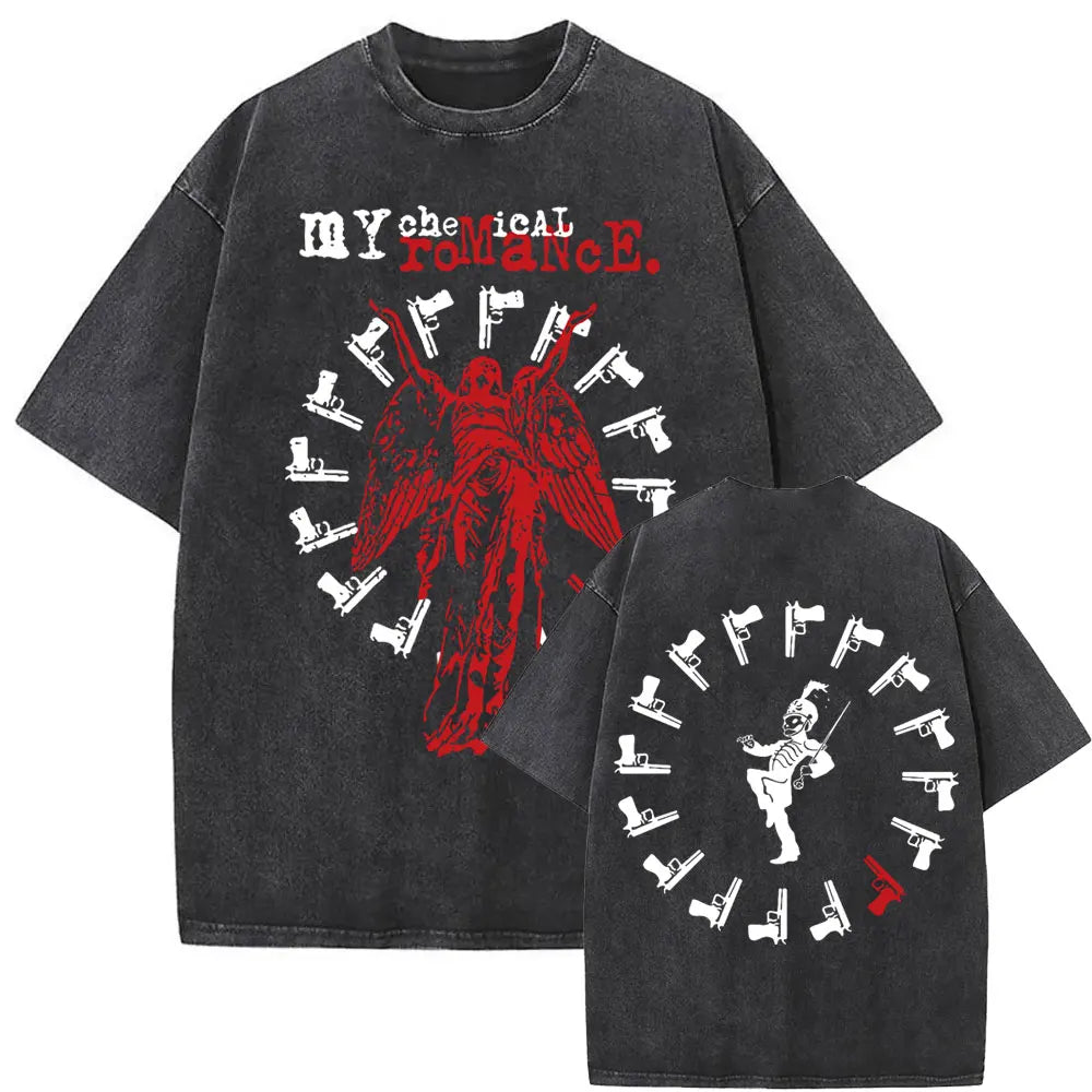 Washed Vintage Rock Band My Chemical Romance The Black Parade Tour 2025 T-shirt Men Women Fashion Punk Emo Oversized T Shirts