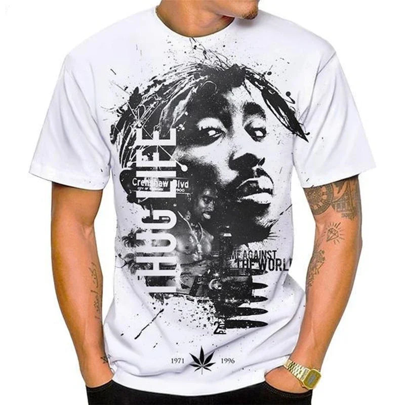 New Women Men Fashion 3D Print Tupac Shakur 2Pac T-shirt Casual Personality Hip-hop Streetwear Cool T-shirt