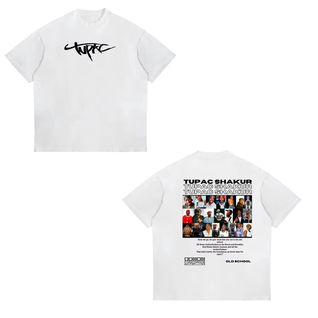 2Pac Printed Cotton T-shirt, Summer Y2K Streetwear Hip Hop Tee for Men Women Kids T-shirts