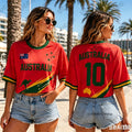 Summer New Australia Print T-Shirt For Women Short Sleeve O-neck Sexy Crop Top Streetwear Football Jersey Y2k Tees Casual Tops