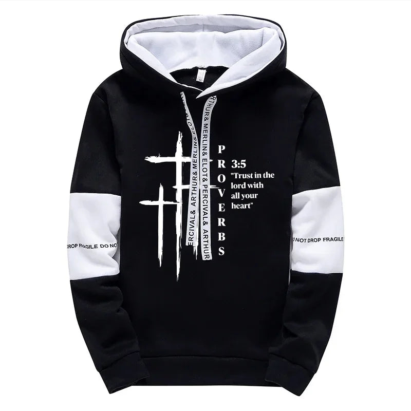 2026 New Arrival Men's Tracksuit Hoodie and Sweatpants 2pcs Set Autumn Daily Casual Sports Hooded Sportswear Cross Print Outfits