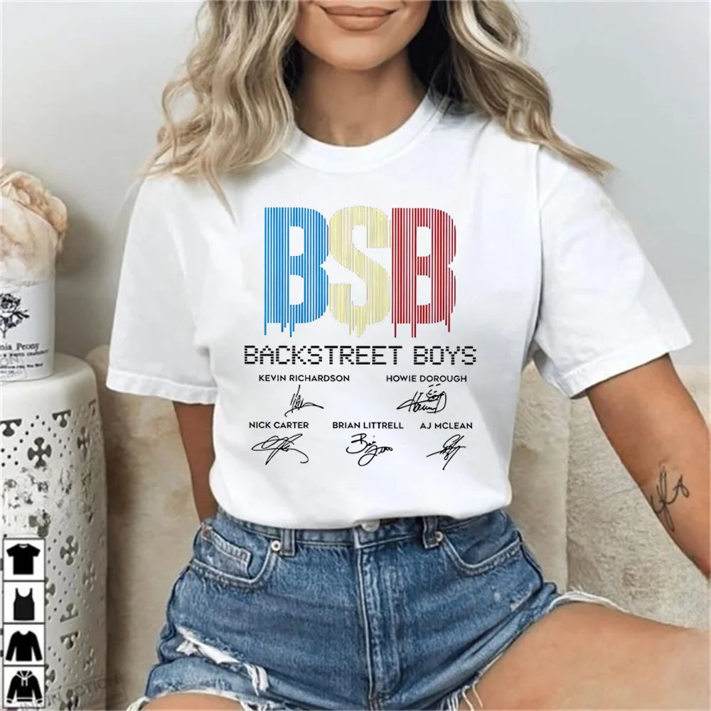 Backstreet Boys top tees women Retro hip hop Classic 2000s kawaii Pastel t-shirt Y2k Vintage Digital Grunge graphic