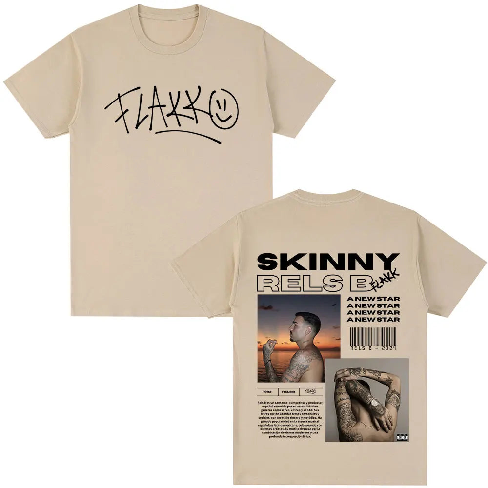 Rapper RELS B Skinny Flakk A New Star Album T-shirt Men Women Clothing Fashion Hip Hop T-shirts Cotton Loose T Shirts Streetwear