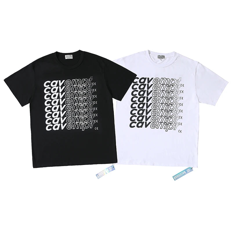 Summer Couple Black White Breathable Cotton Short Sleeve CAV Tshirts Bullet Screen Letter Print Round Neck Top Men Women Outfit