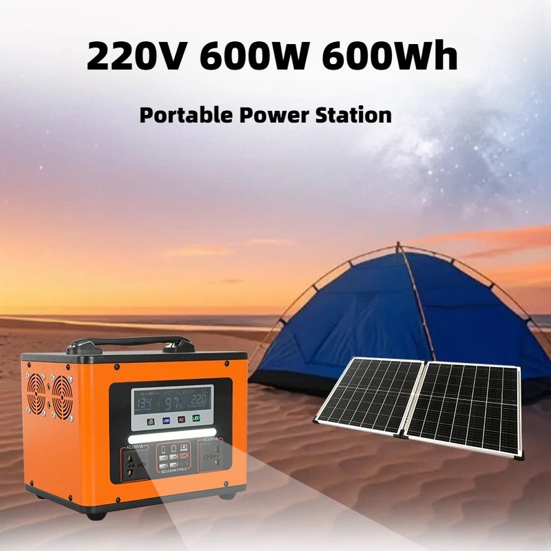 220V 600W Portable Power Station Outdoor Camping Emergency Power Supply AC 600Wh Backup Battery for Travel Fishing Live Stream