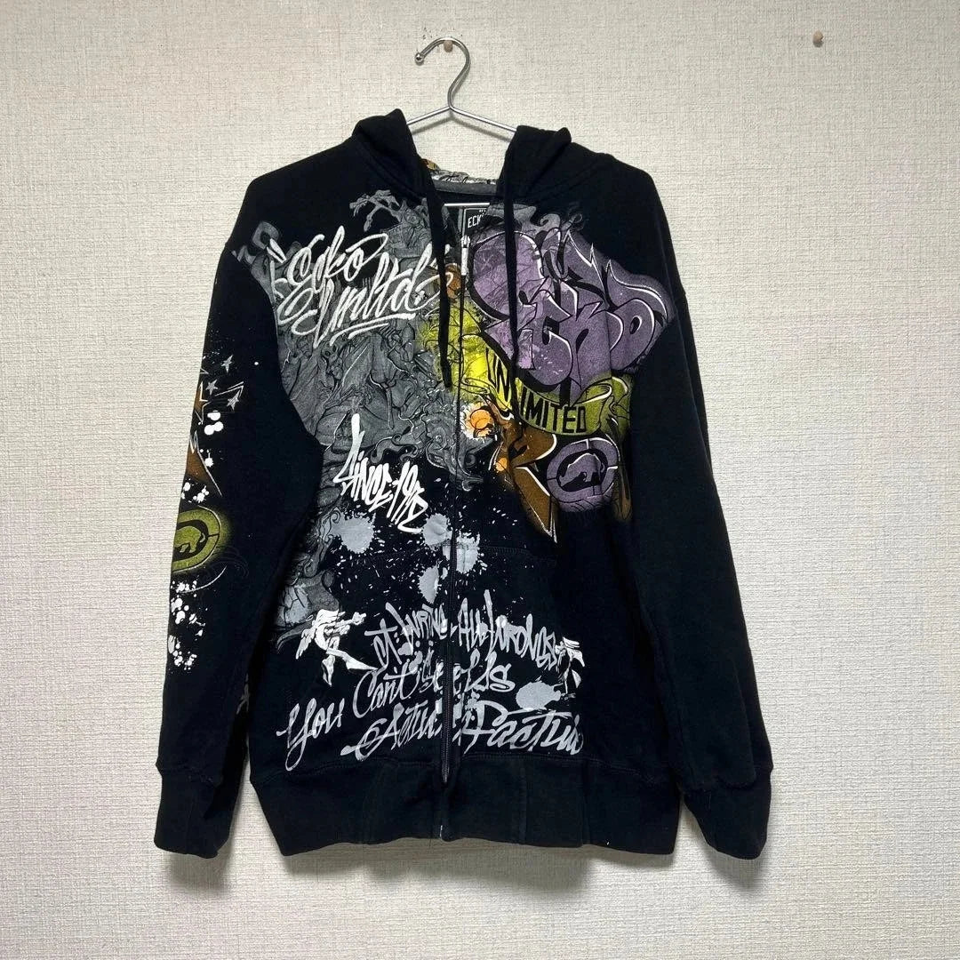 Explosions Hooded sweater Men American Retro Hip-Hop Street Graffiti Unisex Zipper Hoodie Fashion Printed Pattern Sweatshirt