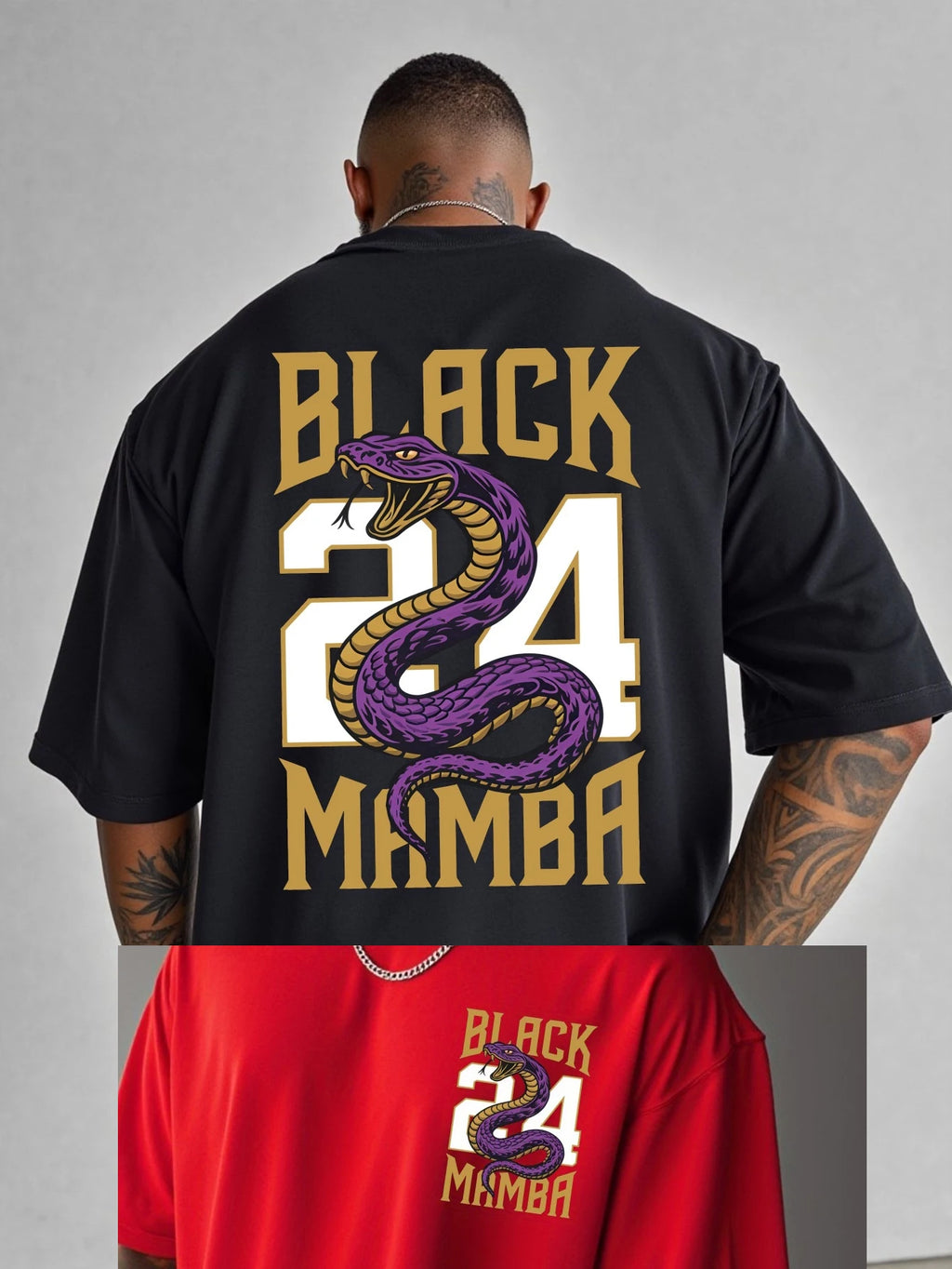 2026Summer New's Men Solid Color Print T-shirt Oversized Cotton Casual Streetwear Kobe Bryant Basketball Short Sleeve Tops