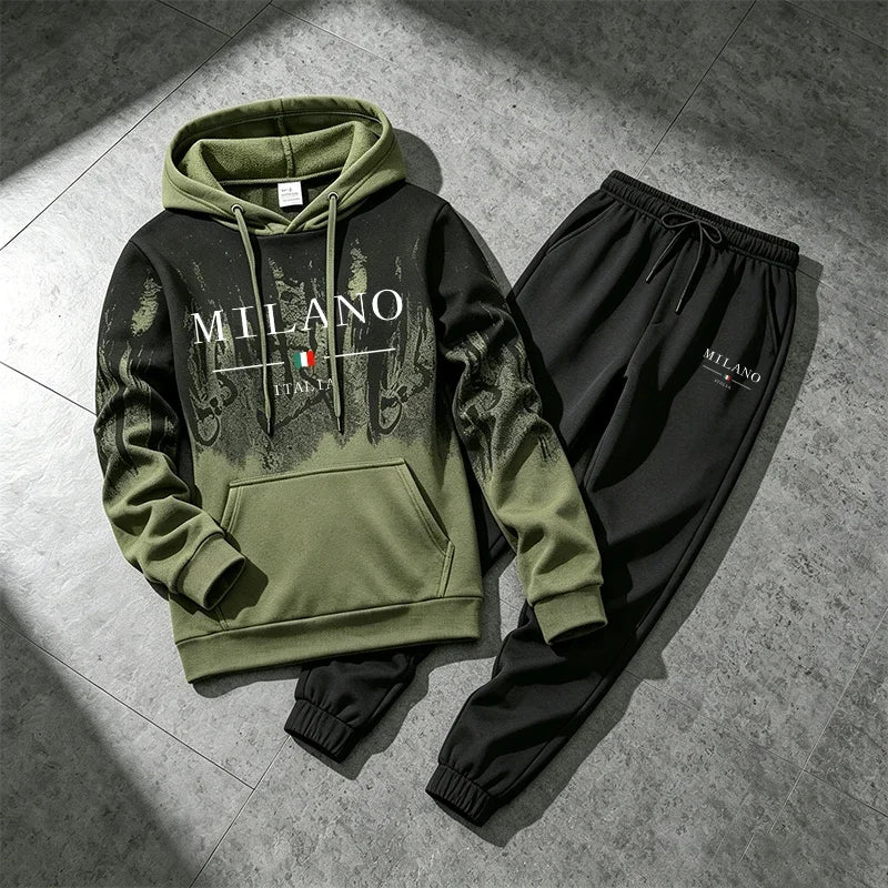 2026 New Arrival Men's Tracksuit Hoodie&sweatpants Italy Fashion Sportswear 2pcs Set Male Daily Casual Sports Hooded Jogger Suit