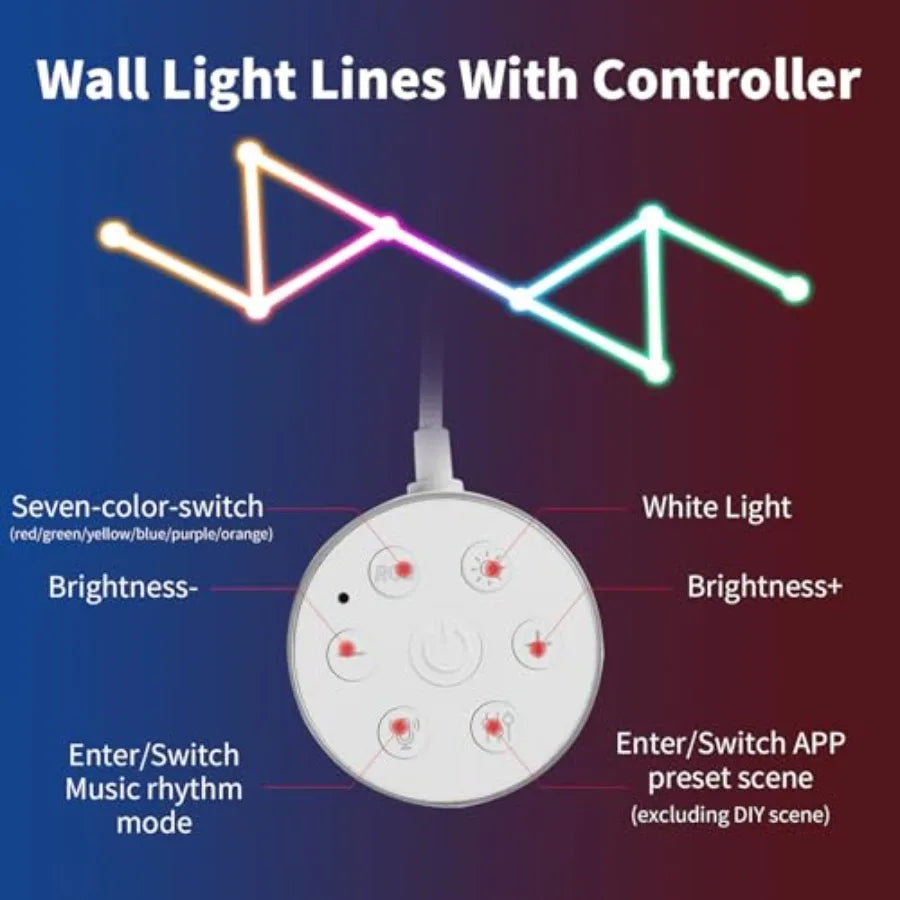 RGB Wall Light, LED DIY Geometry Splicing Gaming Lights, Backlit Modular Wi-Fi Colour Changing Home Decor Lights Work with Alex