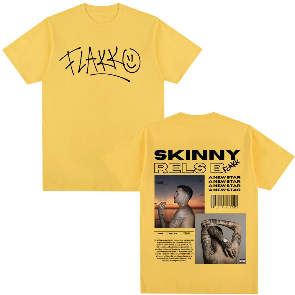 Rapper RELS B Skinny Flakk A New Star Album T-shirt Men Women Clothing Fashion Hip Hop T-shirts Cotton Loose T Shirts Streetwear