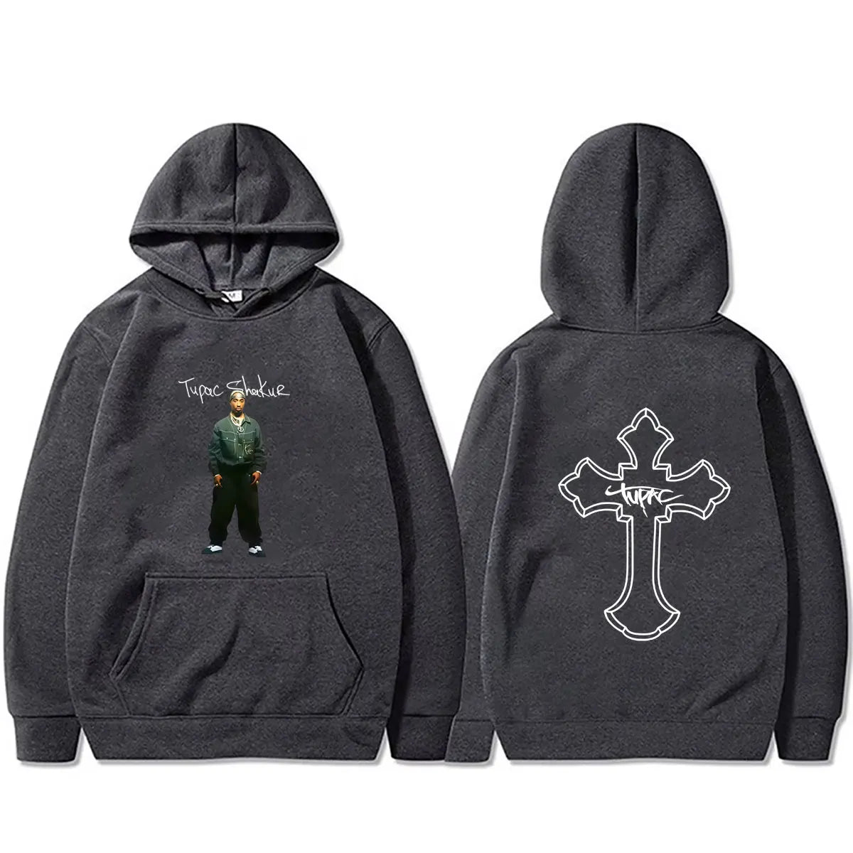 Rapper Tupac 2pac Cross Hoodie Men Women Hip Hop Fashion Vintage Streetwear Male Casual Fleece Cotton Oversized Pullover Hoodies