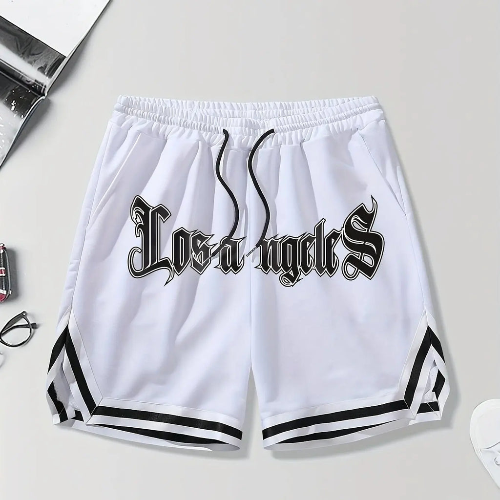 LOS ANGLES Print Men's Loose Large Drawstring Casual Minimalist Shorts Man Pants Casual Shorts Summer New In Men Clothing Thi