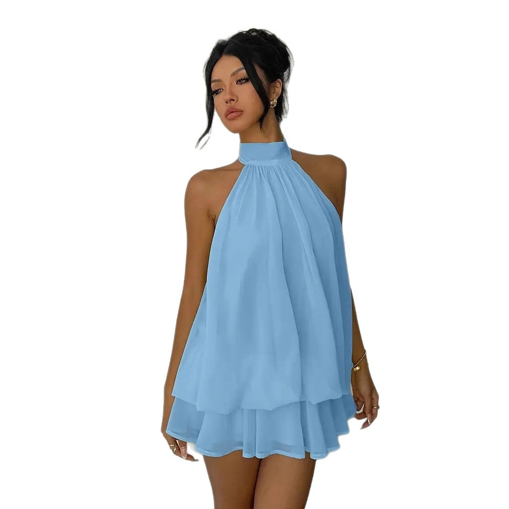 Womens Halter Neck Chiffon Dress
