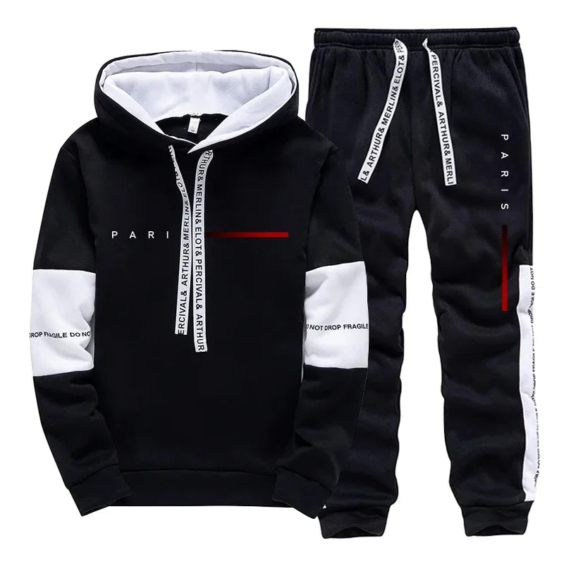 Men's Set Paris Fashion Hoodie and Sweatpants Streetwear Male All Season Daily Casual Sports Pullover Jogging Pants Tracksuit