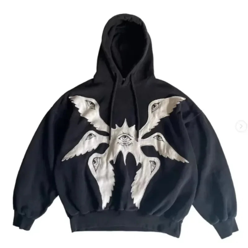 Trendy Y2K Minimalist Hoodie Oversized Unisex Streetwear Pullover with Unique Retro Graphic Design Soft Cotton Blend Couples