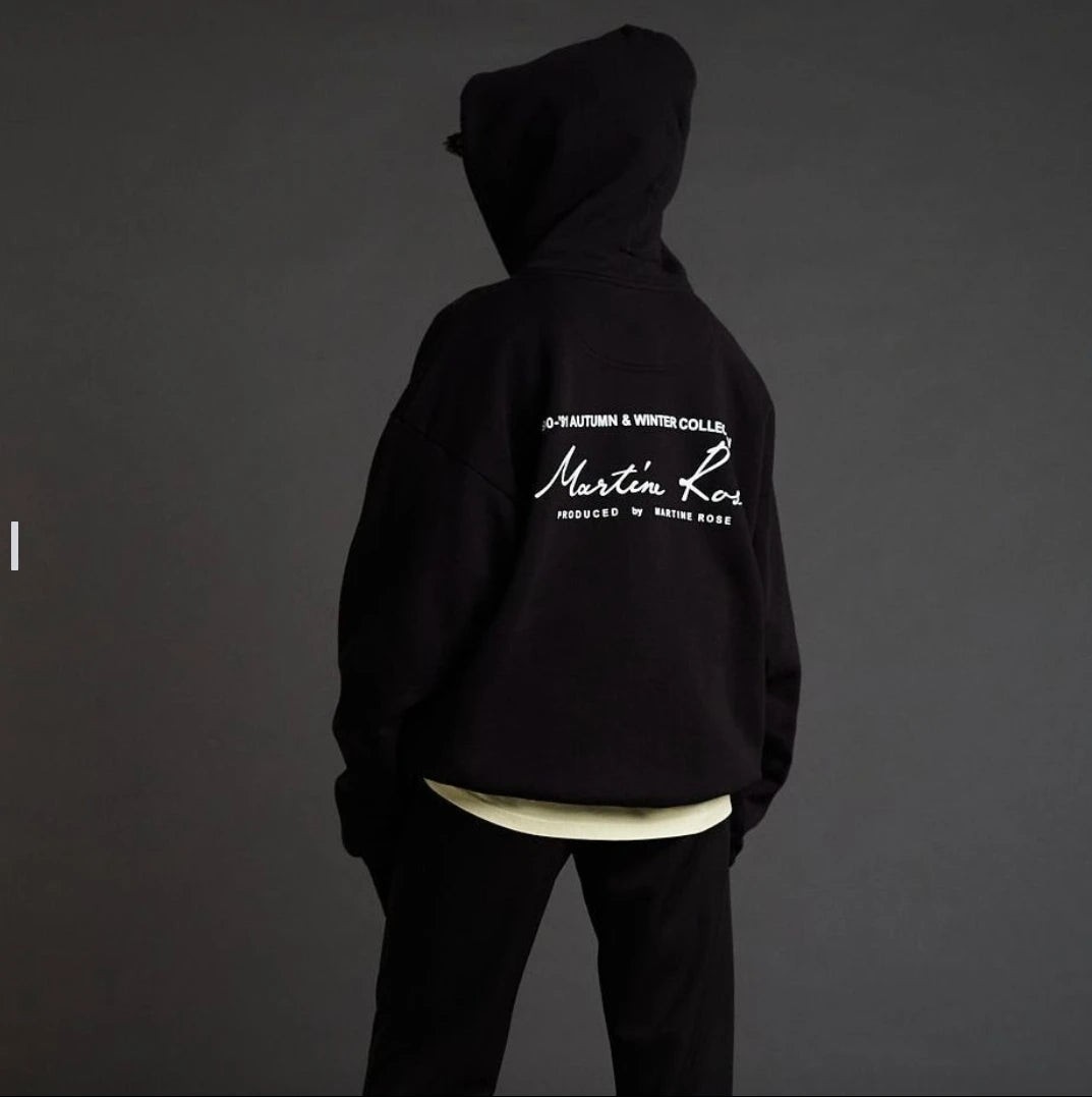 Oversized Signature Letter Rose Hoodies Vintage Black Drawstring Hoody Winter Casual Loose Men Women Sweatshirts Street Outfit