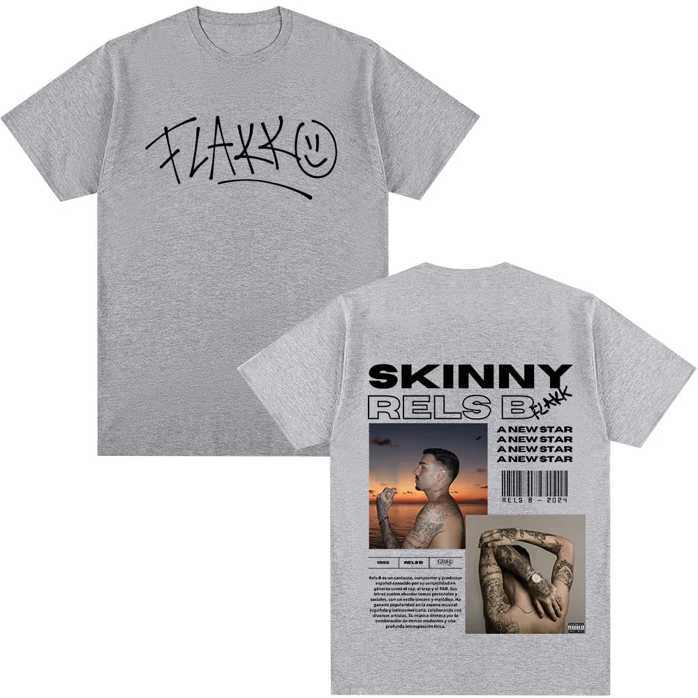 Rapper RELS B Skinny Flakk A New Star Album T-shirt Men Women Clothing Fashion Hip Hop T-shirts Cotton Loose T Shirts Streetwear