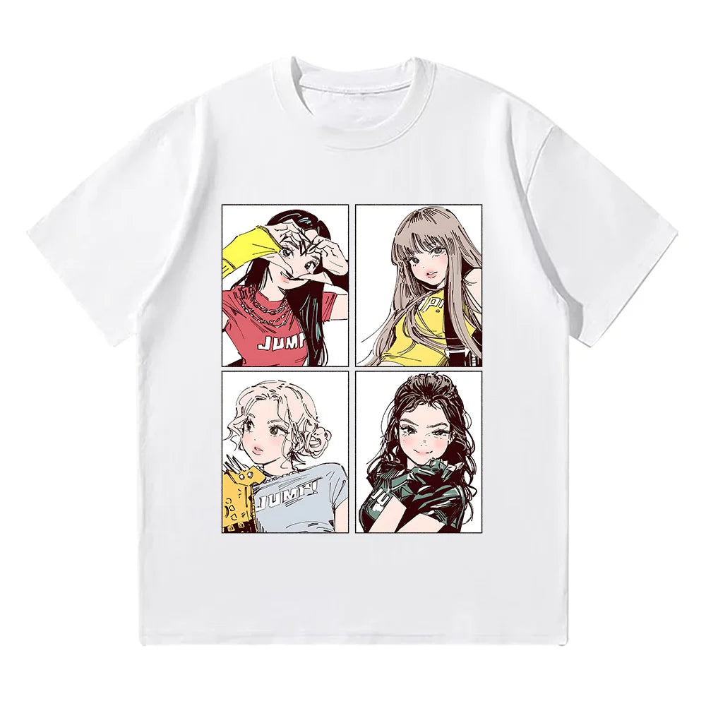 Kpop BP Jump 2026 Tees Pink Girls Band Clothing Adorable Anime Graphic T Shirts Summer High Quality  Comfortable Y2K Tops