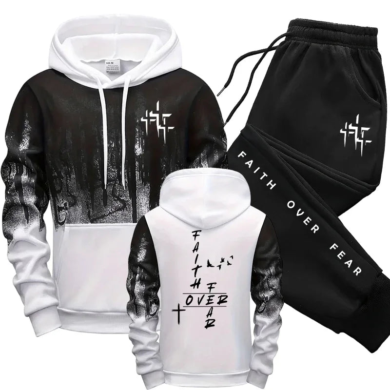 Fall Winter Daily Casual Fashion Sportswear Outdoor Jogger Fitness Outfit 2026 New in Men's Tracksuit Hoodie&sweatpants 2pcs Set