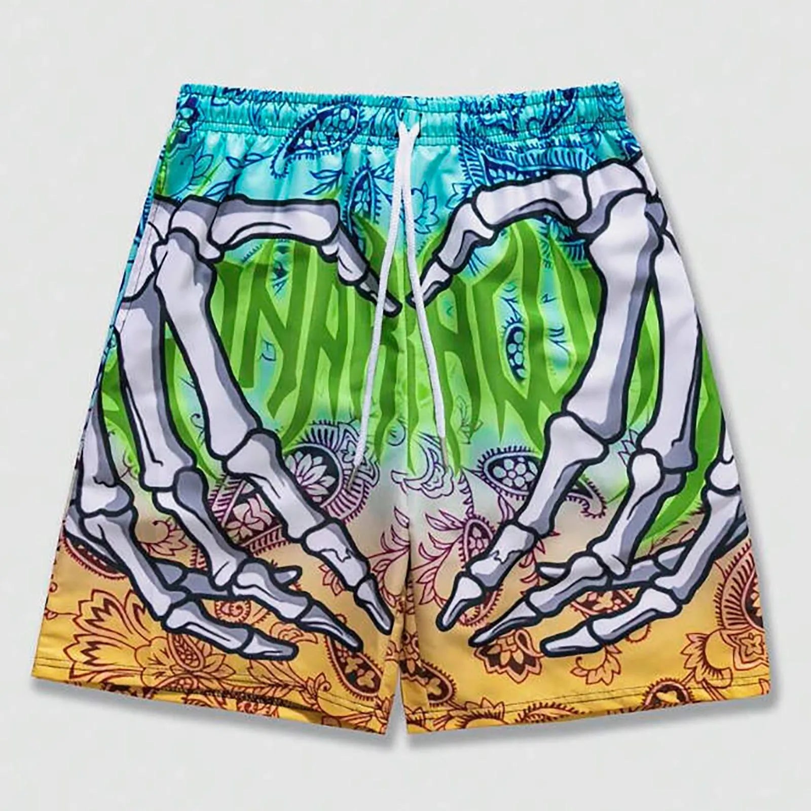 Elastic Waist Jogging Shorts Swim Trunks Board Shorts Summer New Beach Shorts With Hand 3D Print Y2k Shorts For Men
