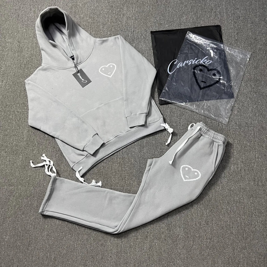 New Hoodies Signature Heart Style Running Men Women Set Long Sleeve Shorts Autumn Season Unbranded Clothing Other Sets