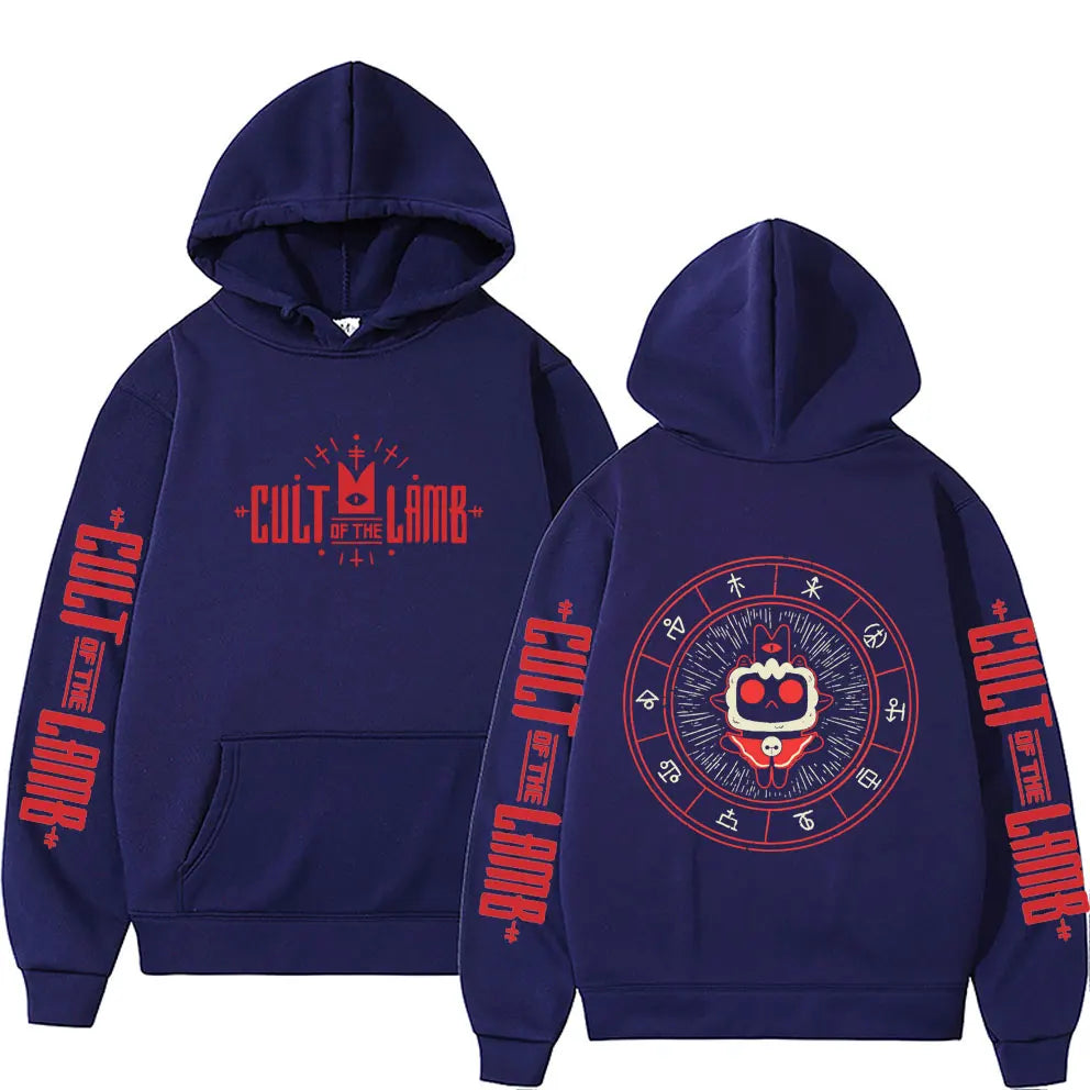 Game Cult of The Lamb Print Hoodie Men Women Vintage Fleece Cotton Pullover Hoodies Unisex Fashion Casual Oversized Streetwear