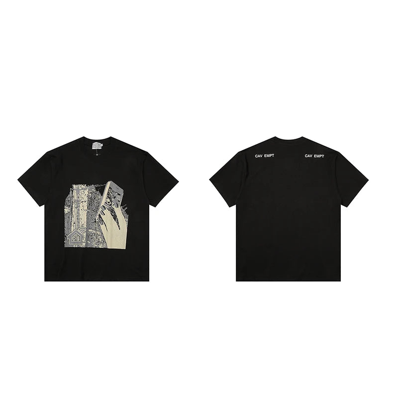 CAV EMPT C.E Short-Sleeved T-Shirt Men Women Couples 100% Cotton Telephone Building Print Cavempt T Shirts Loose Casual Tops